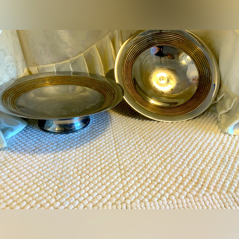 VINTAGE BRASS PEDESTAL DISHES